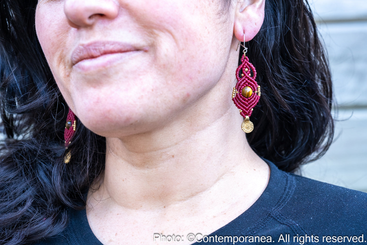 Tiger's eye macrame earrings