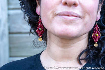 Tiger's eye macrame earrings