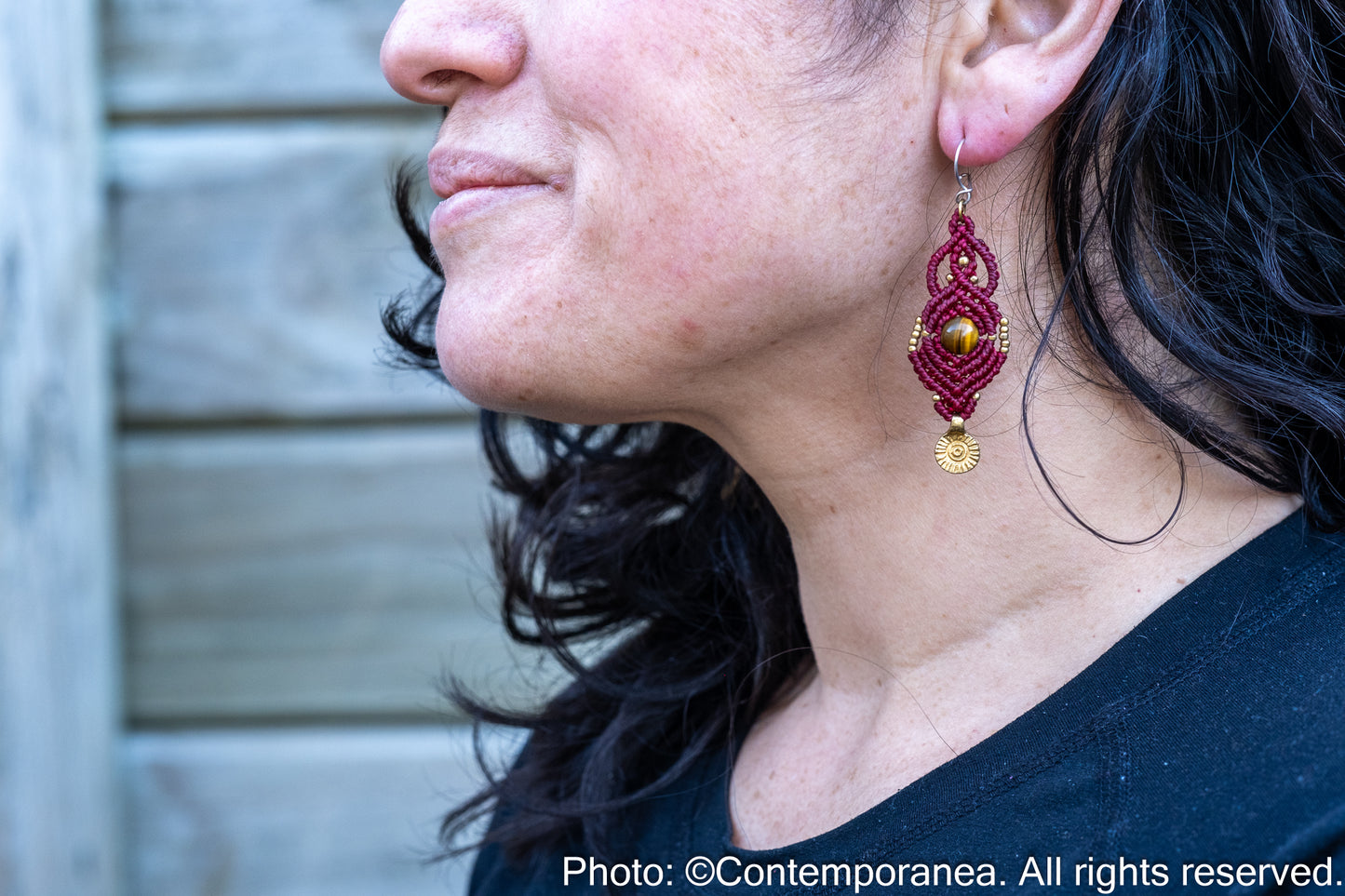 Tiger's eye macrame earrings