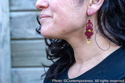 Tiger's eye macrame earrings