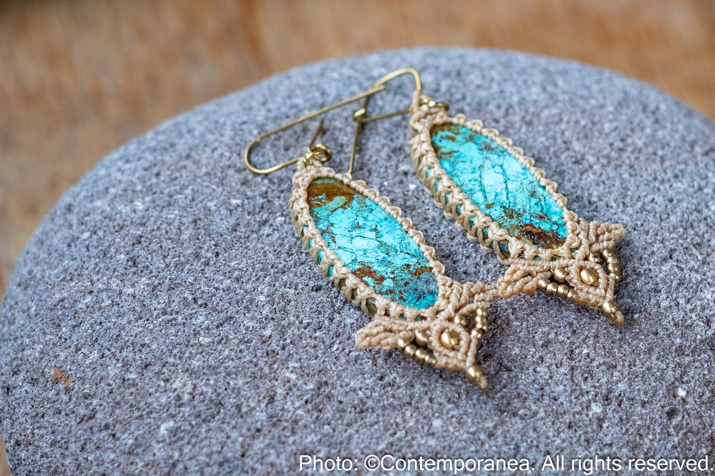 Azurite macrame earrings