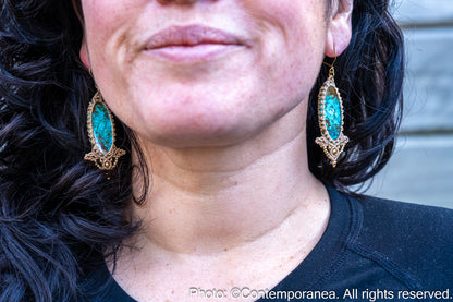 Azurite macrame earrings