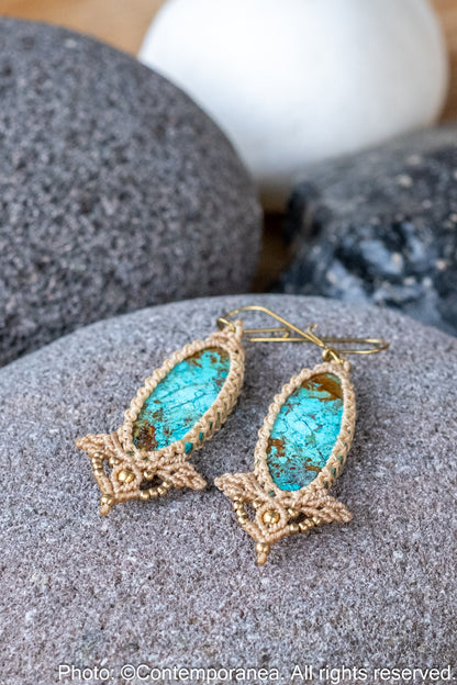 Azurite macrame earrings