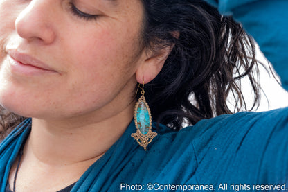 Azurite macrame earrings