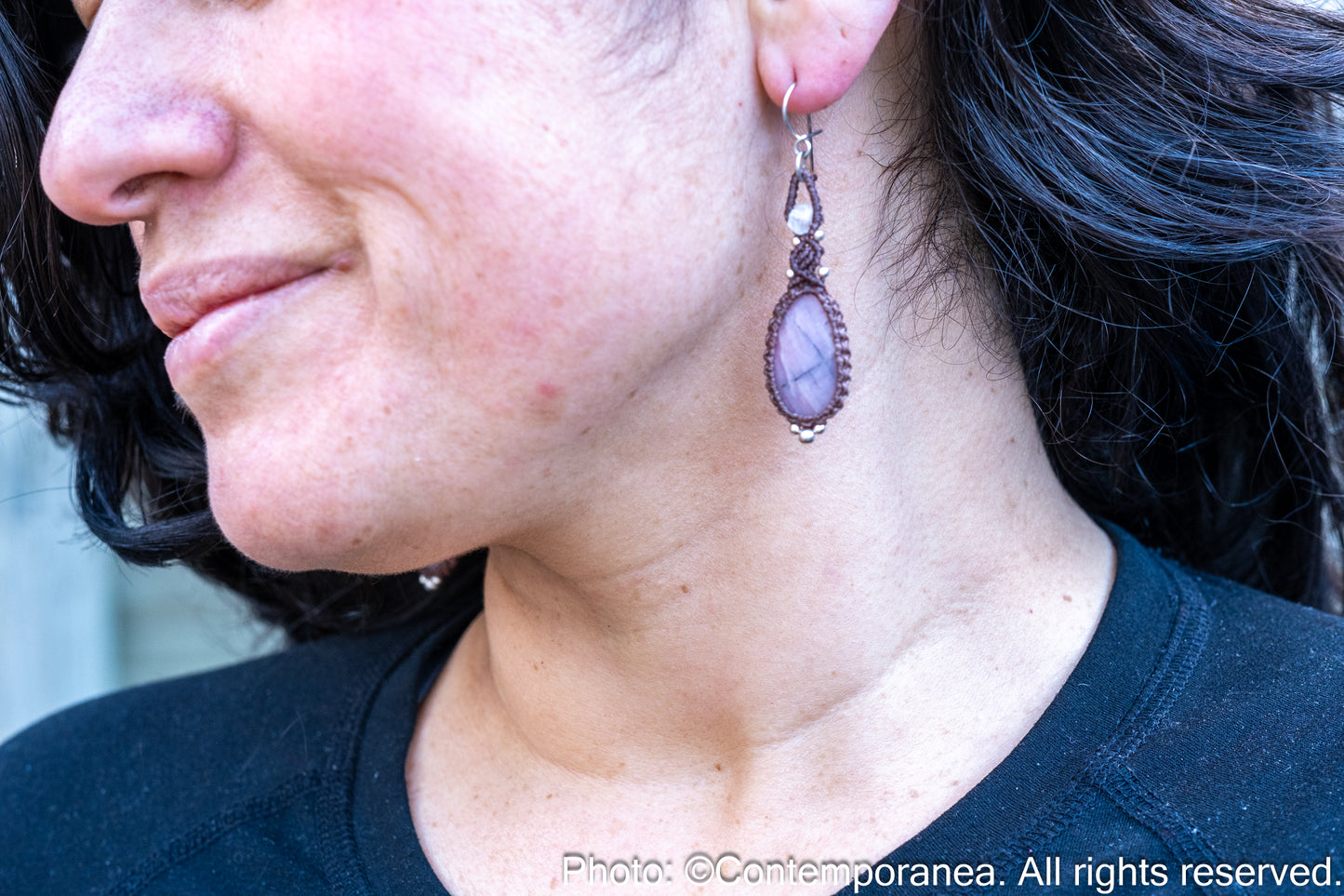 Sapphire drop macrame earrings