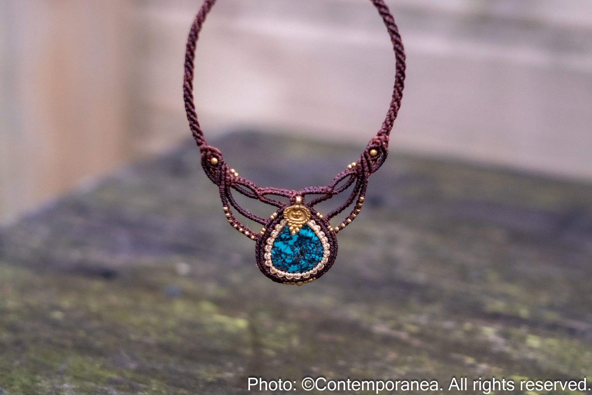 Turquoise macrame necklace – Contemporanea Vibrant Jewelry