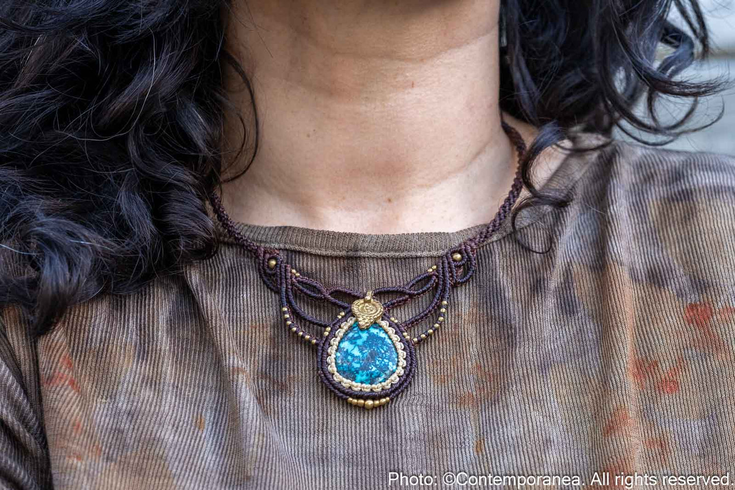 Turquoise macrame necklace