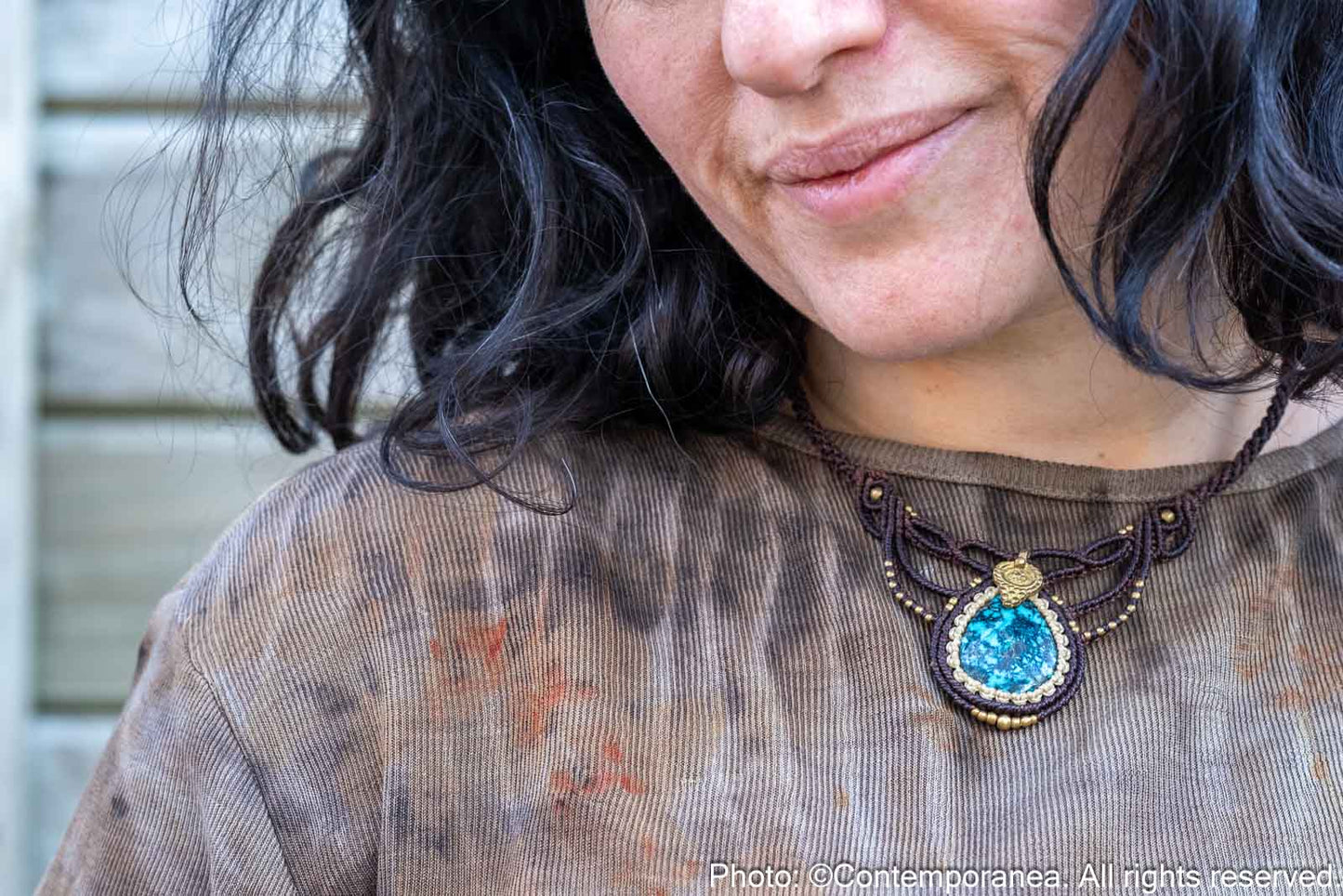 Turquoise macrame necklace
