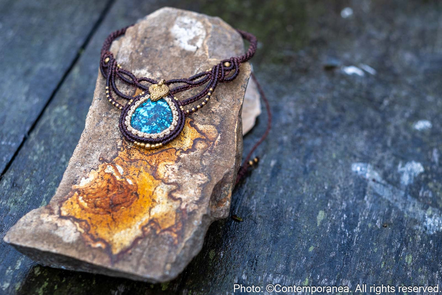 Turquoise macrame necklace