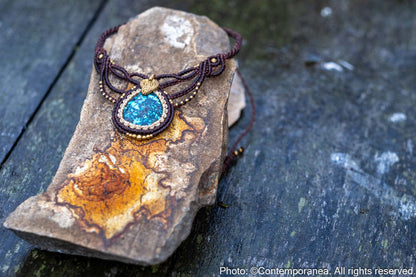 Turquoise macrame necklace