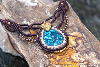 Turquoise macrame necklace