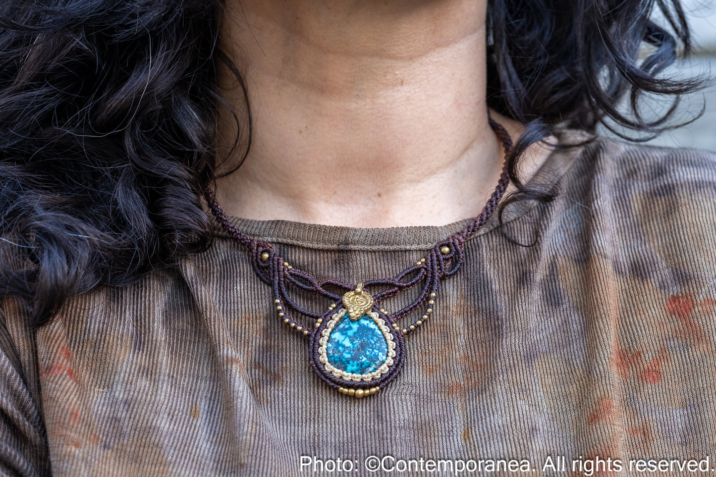 Turquoise macrame necklace