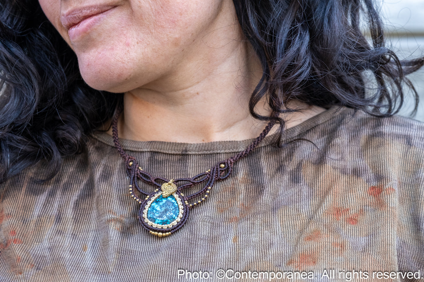 Turquoise macrame necklace