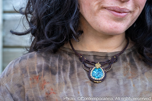 Turquoise macrame necklace