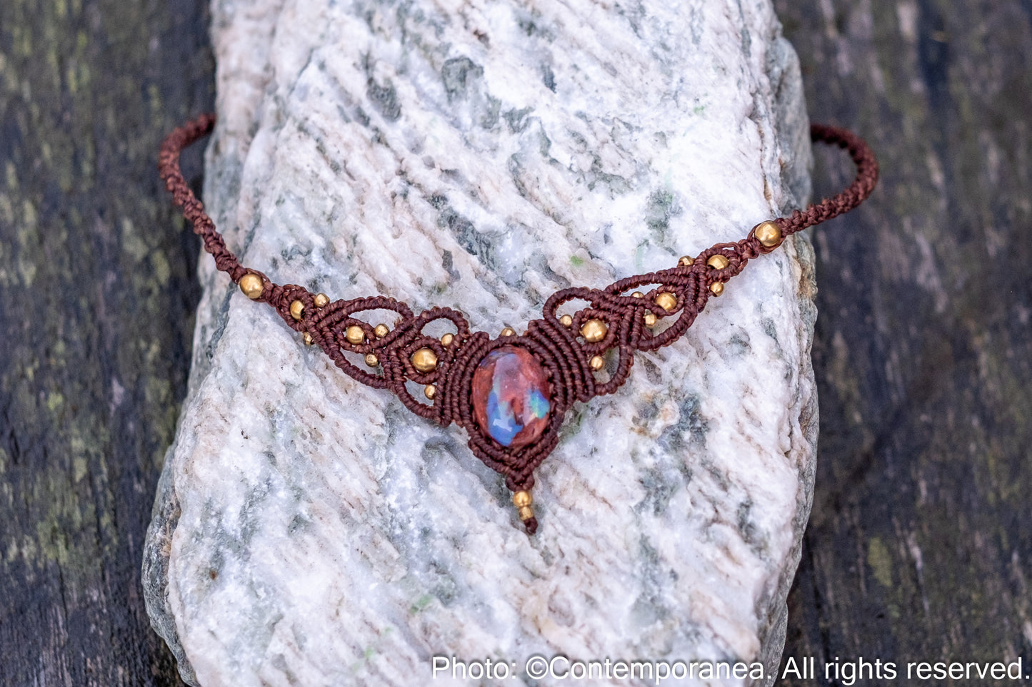 Opal macrame necklace/tiara