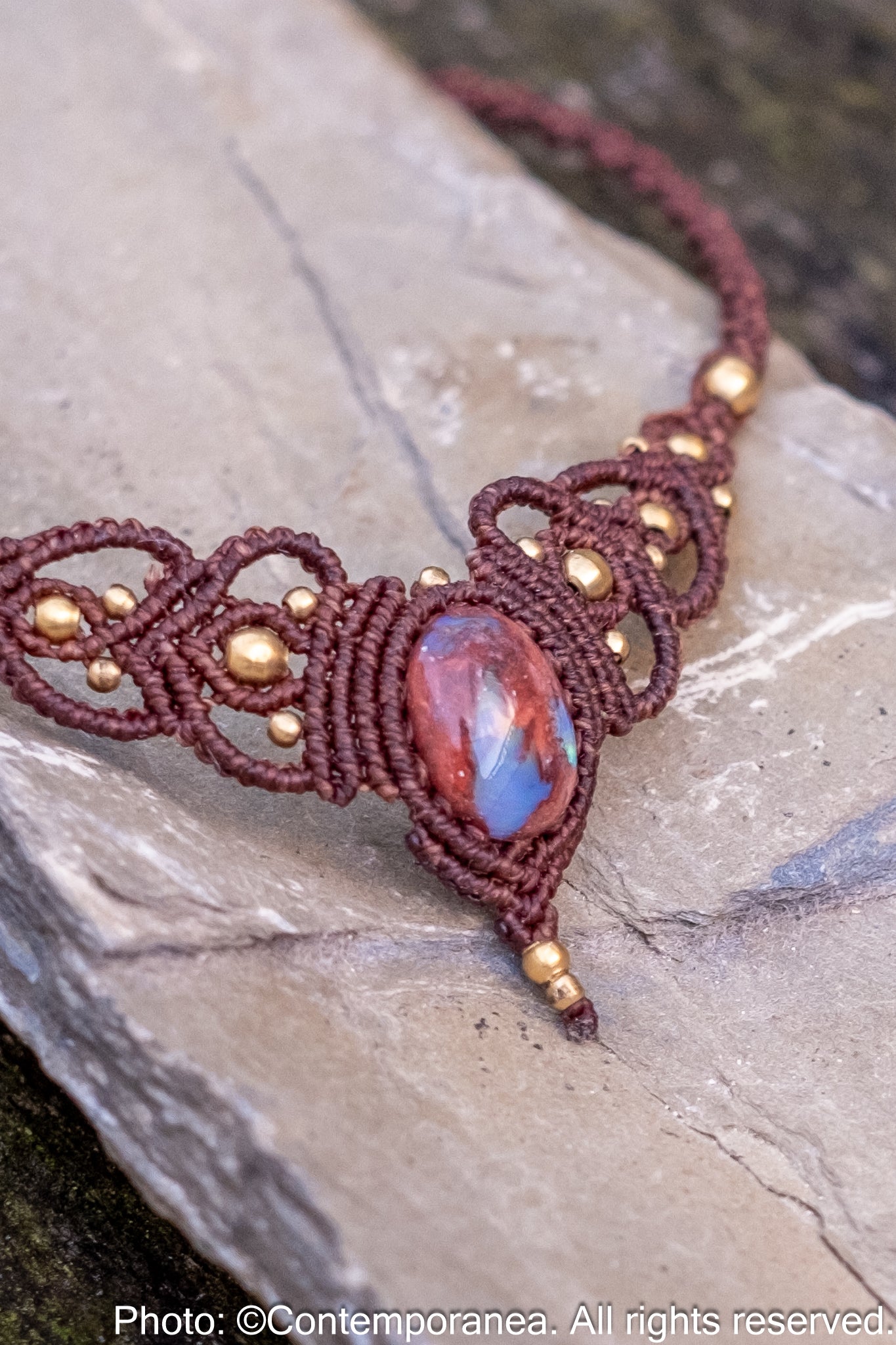 Opal macrame necklace/tiara