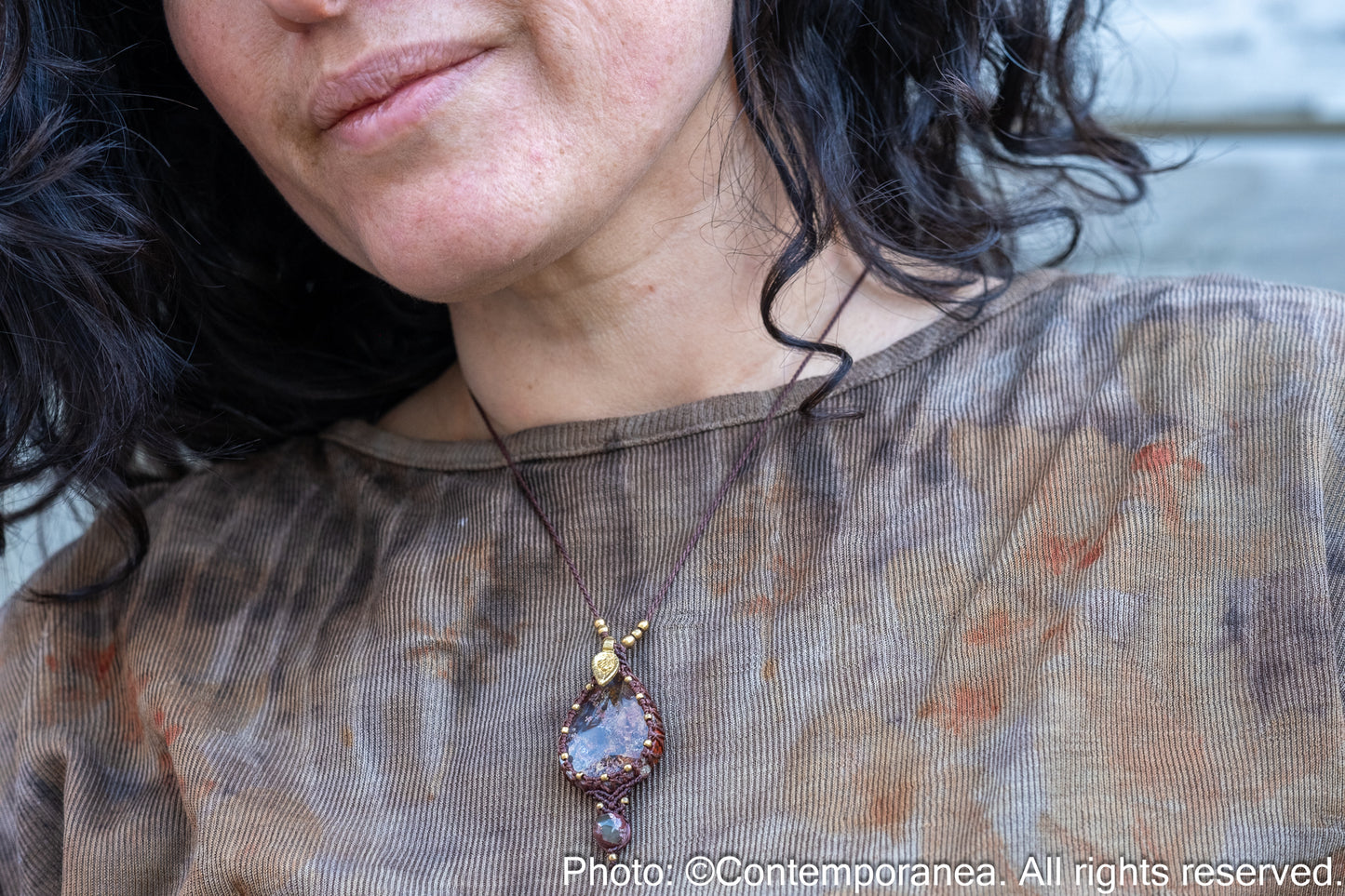 Moss Agate & Opal macrame necklace