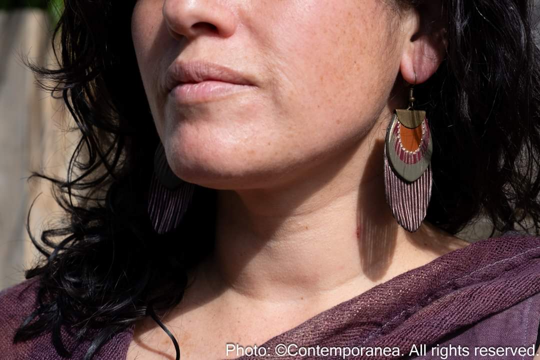 Earth feather earrings