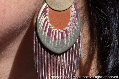 Earth feather earrings