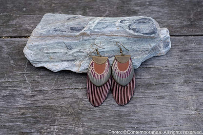 Earth feather earrings